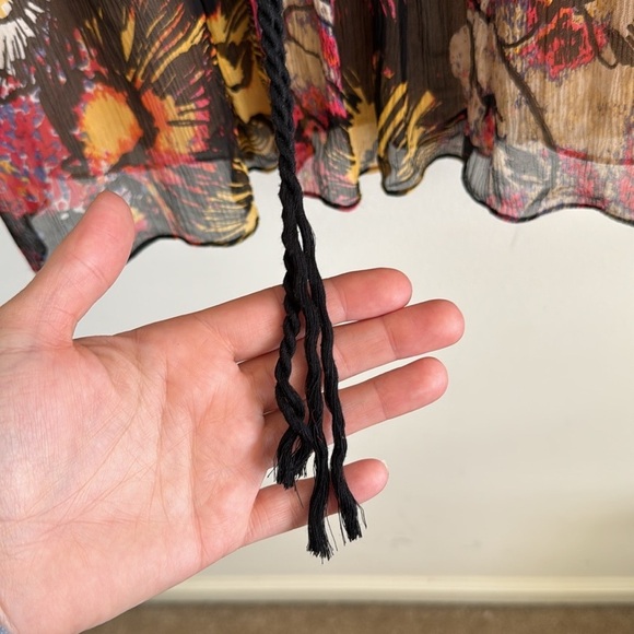 Anthro Y2K Plenty Tracy Reese 100% Silk Scoop Neck Keyhole Top Blouse Floral M - Picture 4 of 7